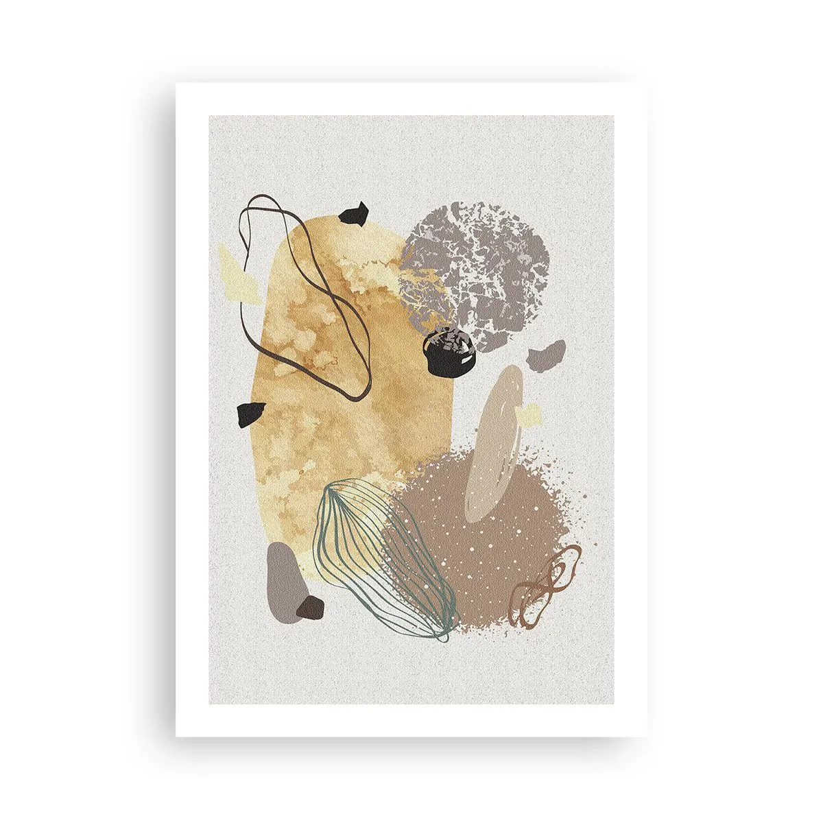 Poster - Abstrakte Komposition in natürlichen Farbtönen - 50x70cm - Angewandte Plumkologie - Moderne Wanddekoration für Wohnzimmer und Schlafzimmer ARTTOR