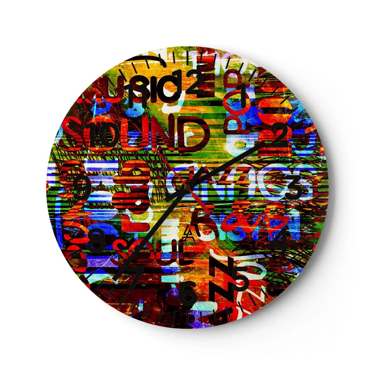 Wanduhr - Glasuhr - Alle Farben des Klangs - 30x30 cm