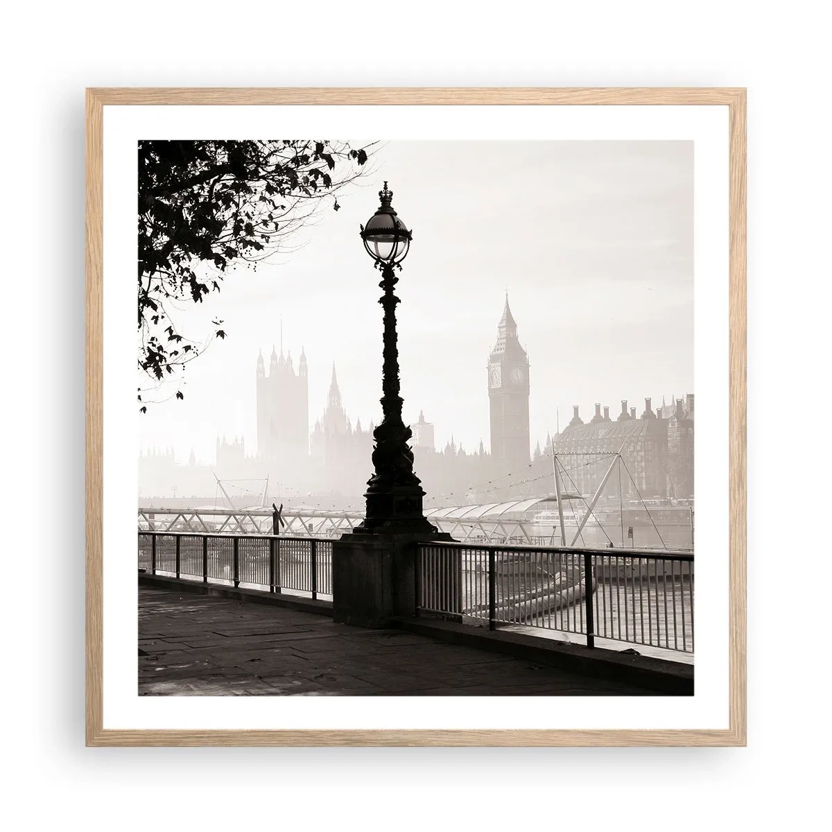 Poster in einem Rahmen aus heller Eiche - Londoner Morgen - 60x60 cm