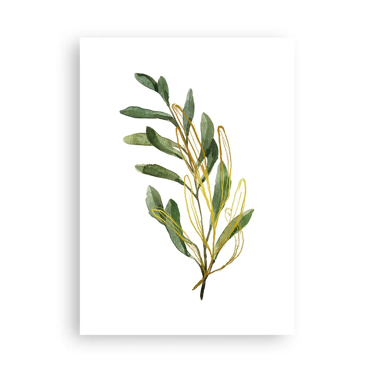 Poster - Aquarellzweig mit zarten Goldakzenten - 50x70cm - Alles was gut ist - Moderne Wanddekoration für Wohnzimmer und Schlafzimmer ARTTOR