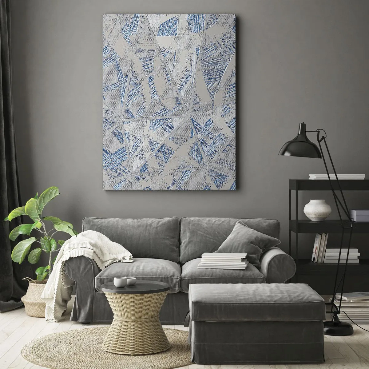 Bild auf Leinwand - Leinwandbild - In einem blaugrauen Labyrinth - 55x100 cm