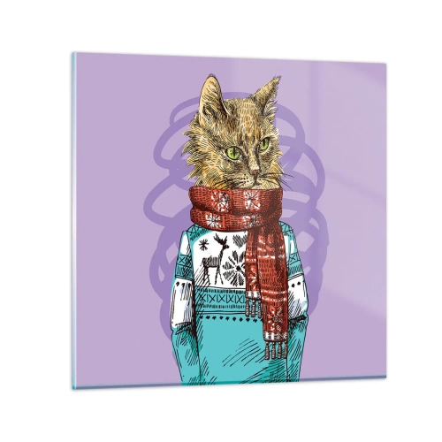Glasbild - Bild auf glas - Die Katze nicht nur in Schuhen - 40x40 cm