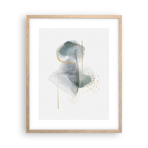 Poster in einem Rahmen aus heller Eiche - Über das Verhältnis von Grau und Gold - 40x50 cm