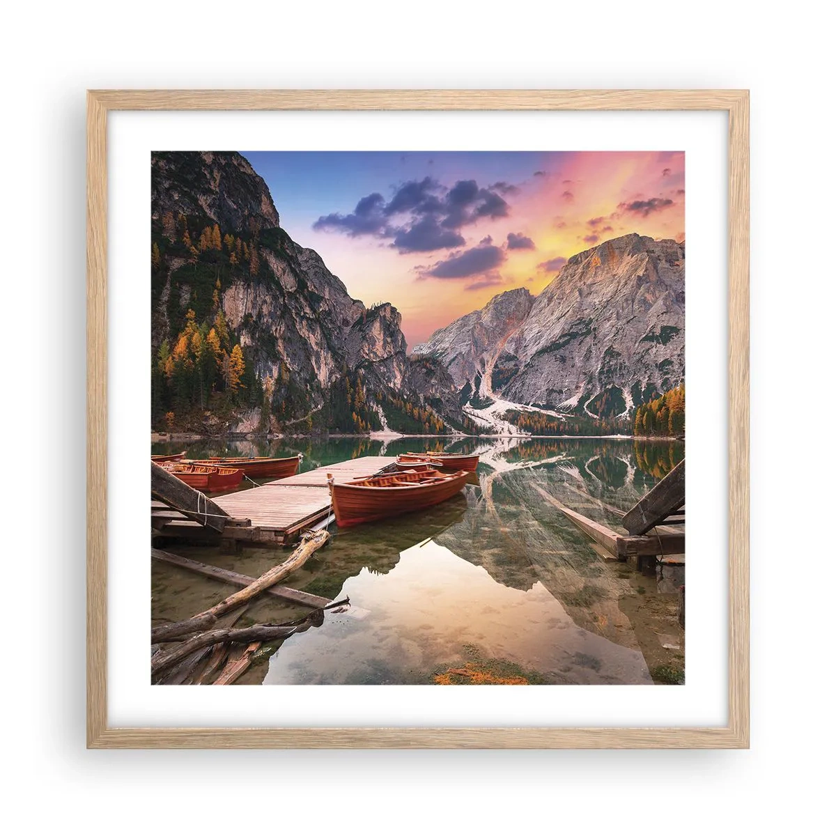 Poster in einem Rahmen aus heller Eiche - Versprechen des Tages - 50x50 cm