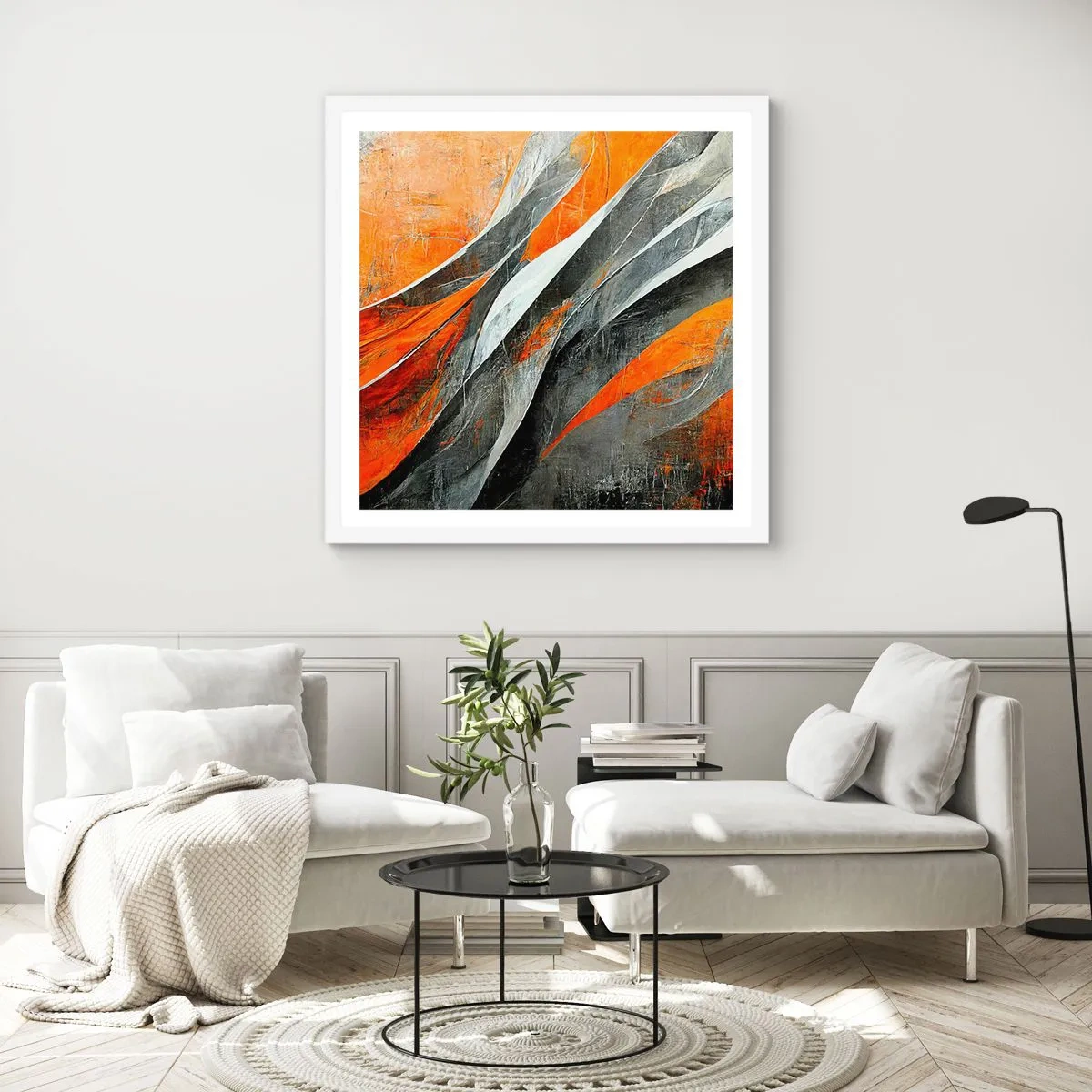 Poster in einem weißen Rahmen - Hitze und Kälte - 50x50 cm