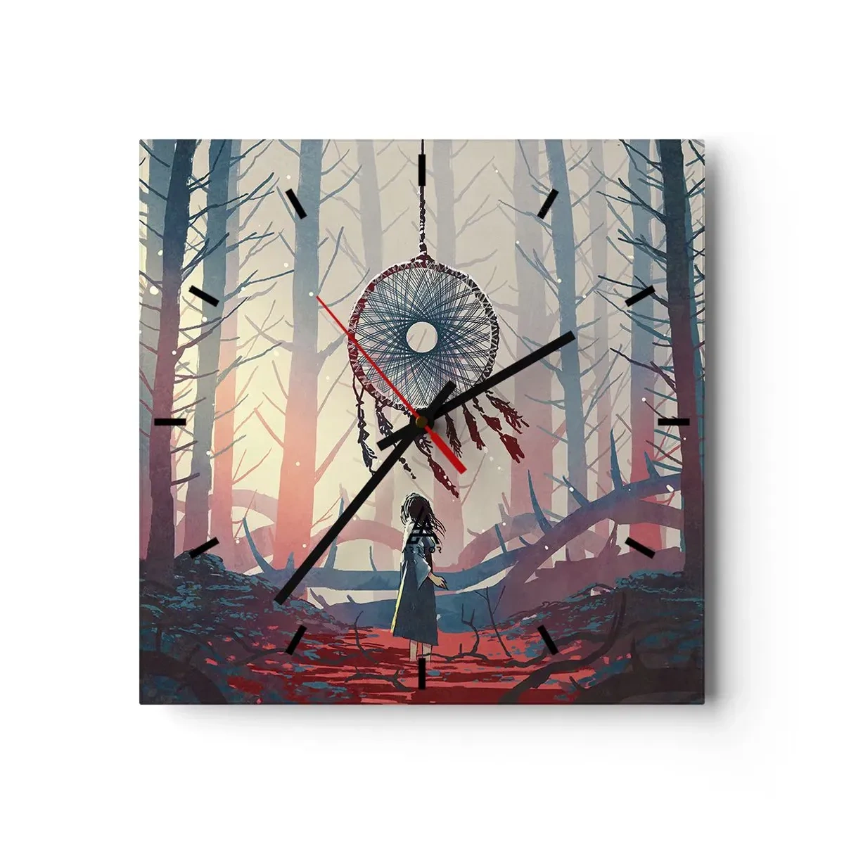 Wanduhr - Glasuhr - Geheimes Glücksritual - 40x40 cm