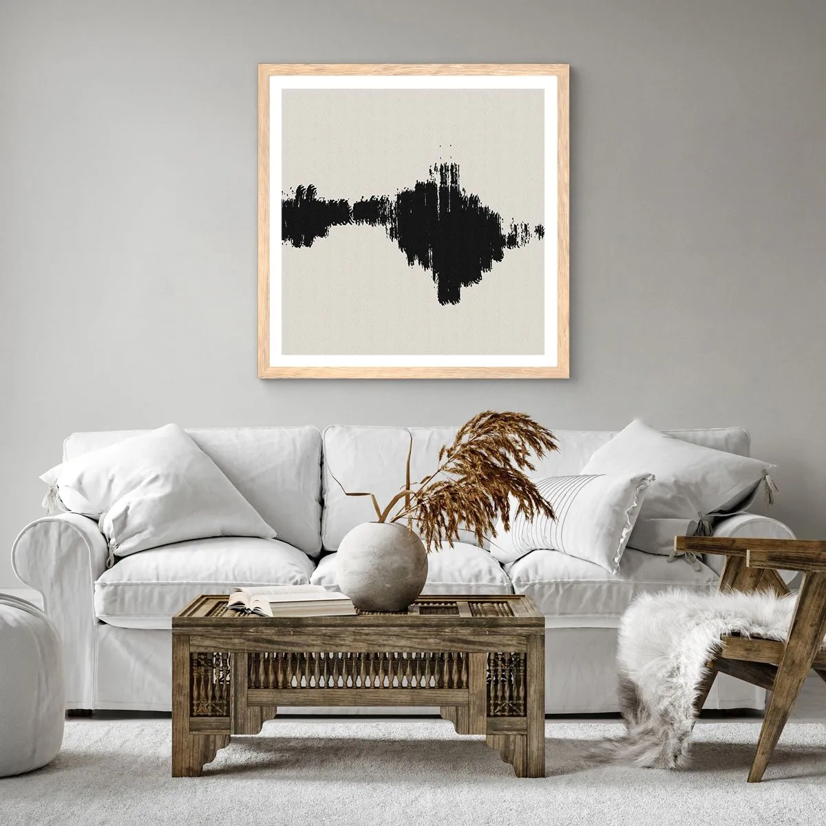 Poster in einem Rahmen aus heller Eiche - Schwingungen der Fantasie - 60x60 cm