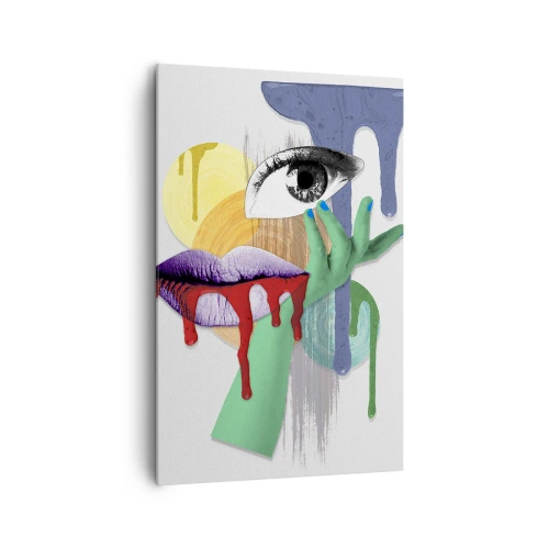 Bild auf Leinwand - Leinwandbild - Dekonstruiertes Porträt mit abstrakten Elementen - 80x120cm - Ein dekonstruiertes Porträt - Moderne Wanddekoration für Wohnzimmer und Schlafzimmer ARTTOR