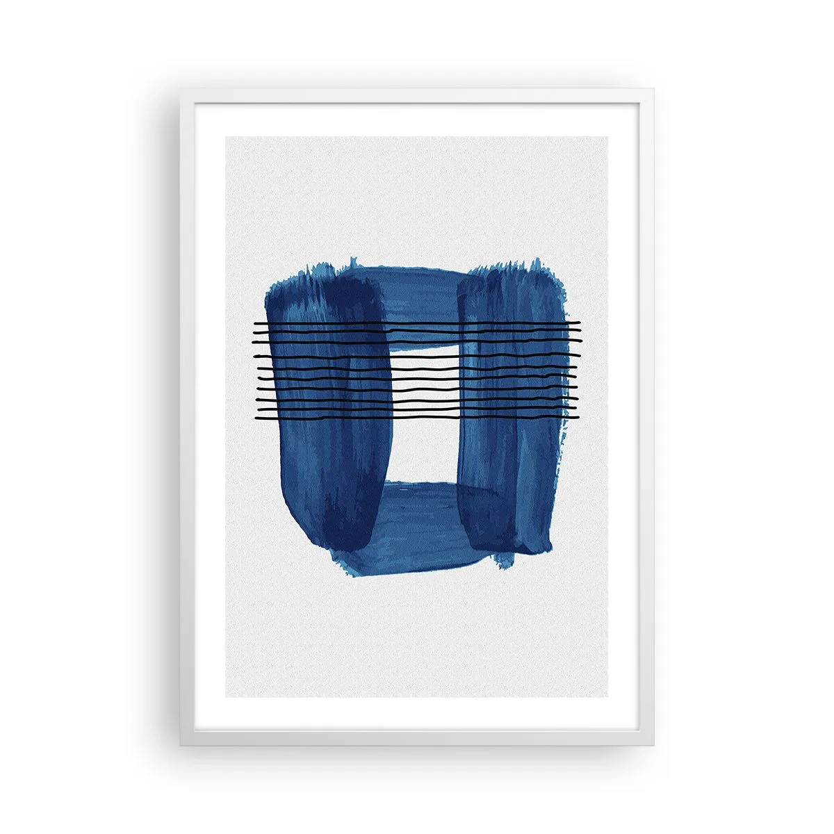 Poster in einem weißen Rahmen - Blaue und schwarze Komposition - 50x70 cm