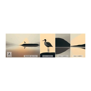 Fototapeten Muster Selbstklebend Deluxe Sticker - Herr am See - Vogel, Landschaft, Minimalismus - 100x30 cm