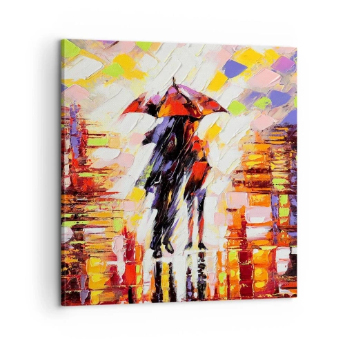 Bild auf Leinwand - Leinwandbild - Gemeinsam durch die Nacht und den Regen - 60x60 cm