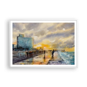 Poster in einem weißen Rahmen - Leben am Ufer - 100x70 cm