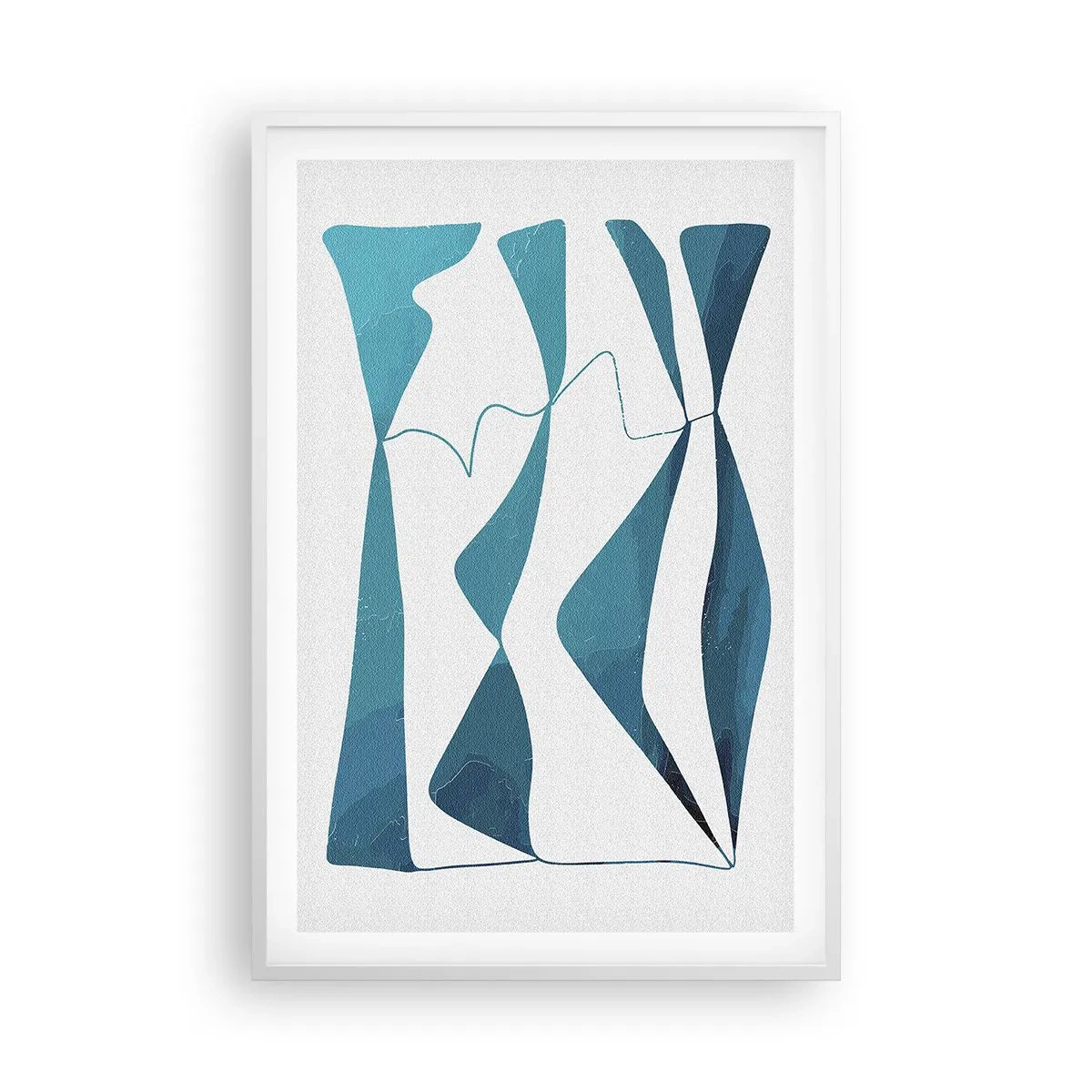 Poster in einem weißen Rahmen - Abstraktion: türkisfarbene Verbindung - 61x91 cm