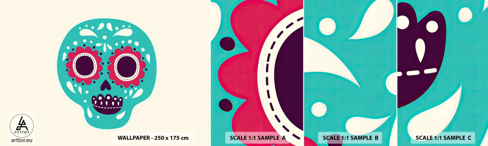 Fototapetenmuster Standard Eco - Das Leben – Spaß bis zum Tod - Schädel, Mexiko, Mexikaner - 100x30 cm