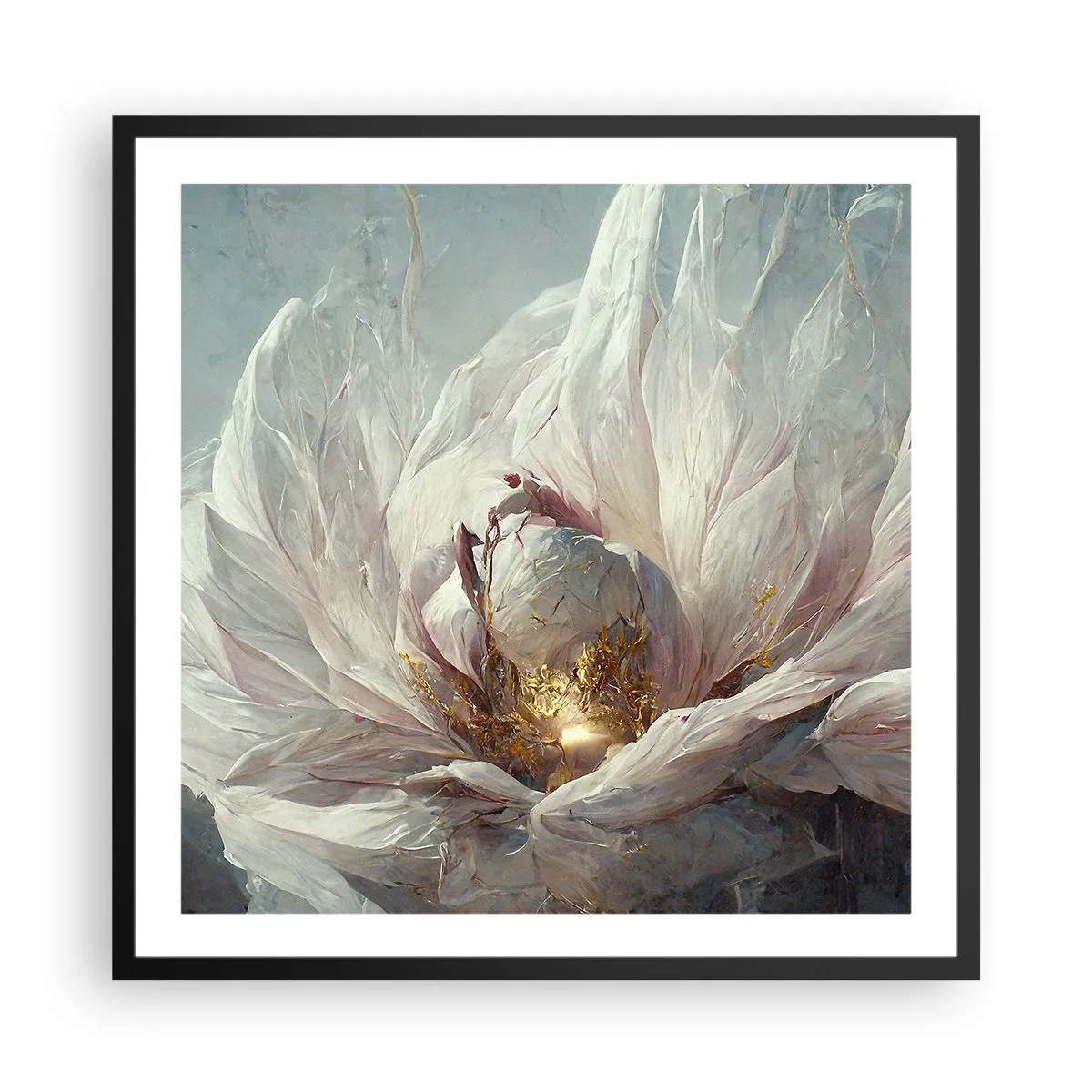 Poster in einem schwarzem Rahmen - Sie blüht alle hundert Jahre einmal - 60x60 cm