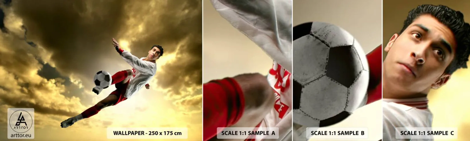 Fototapeten Muster Selbstklebend Deluxe Sticker - Fußballhimmel - Sport, Fußballer, Fußball - 100x30 cm