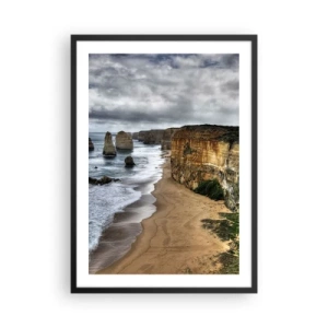 Poster in einem schwarzem Rahmen - Malerische Küste mit Felsformationen - 50x70cm - Rohe Schönheit - Moderne Wanddekoration für Wohnzimmer und Schlafzimmer ARTTOR