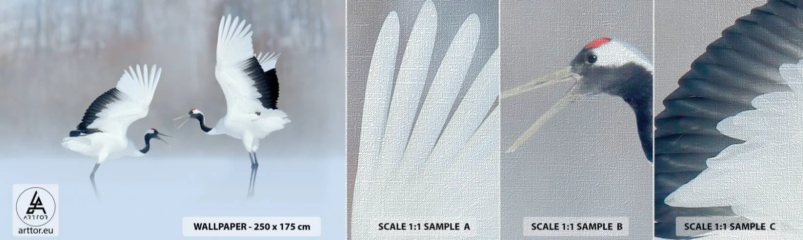 Fototapeten Muster Premium Canvas - Tanz im Nebel - Winter, Vogel, Natur - 100x30 cm