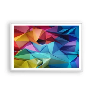 Poster in einem weißen Rahmen - Regenbogen-Origami - 91x61 cm