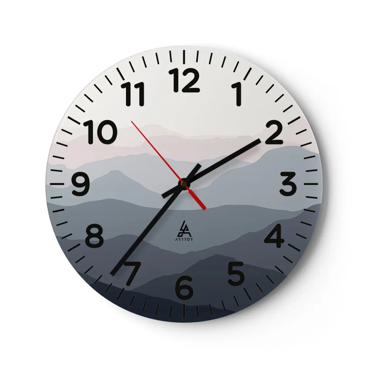 Wanduhr - Glasuhr - Wellen der Berge - 30x30 cm