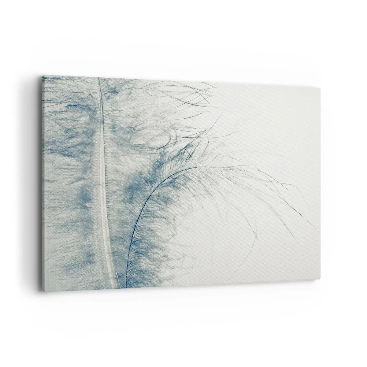 Bild auf Leinwand - Leinwandbild - Eine zarte Feder in Pastelltönen auf hellem Untergrund - 100x70cm - Flüstern der Natur - Moderne Wanddekoration für Wohnzimmer und Schlafzimmer ARTTOR