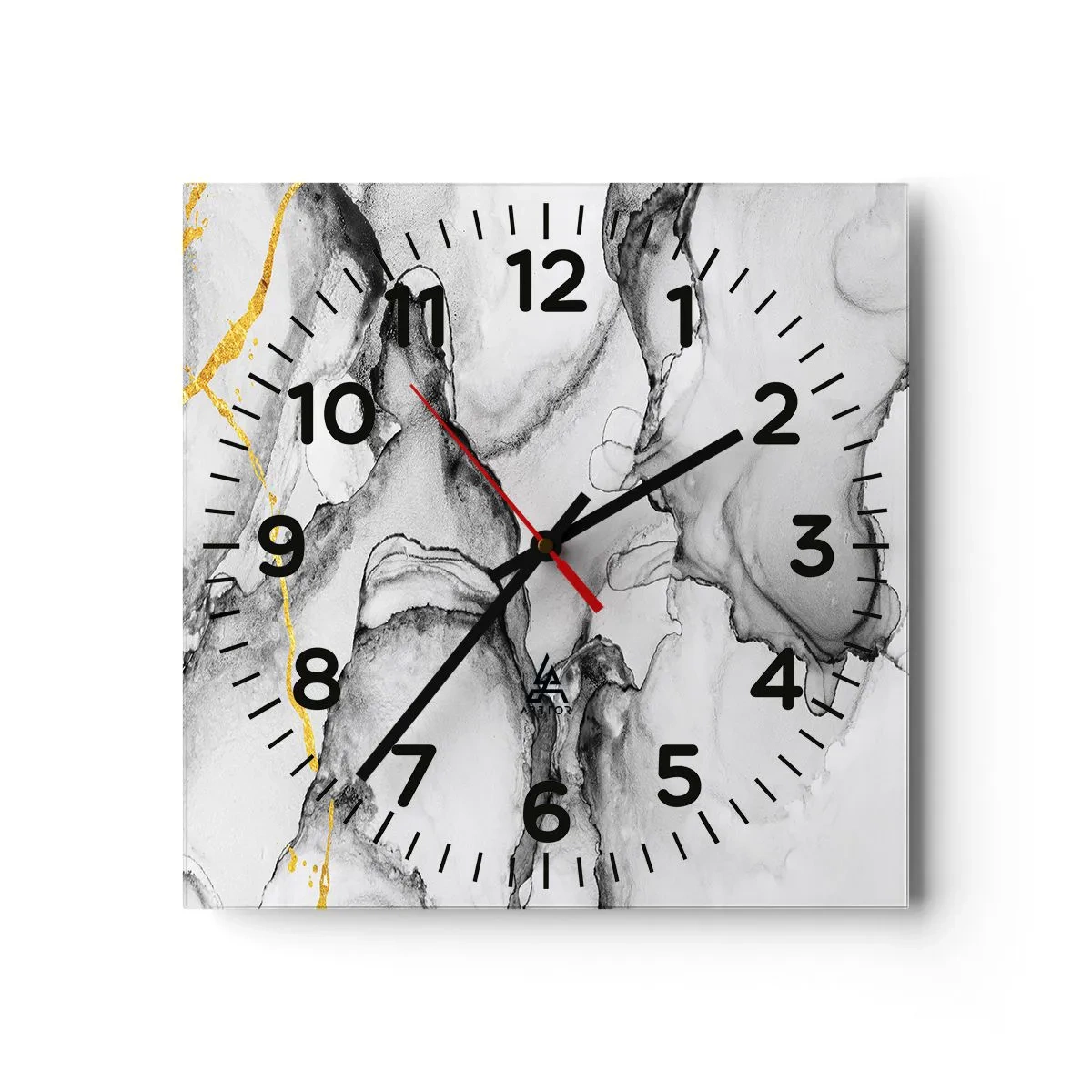 Wanduhr - Glasuhr - Komposition mit Goldmotiv - 40x40 cm