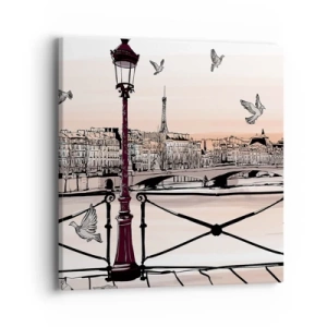 Bild auf Leinwand - Leinwandbild - Über den Dächern von Paris - 40x40 cm