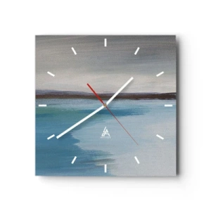 Wanduhr - Glasuhr - Eine minimalistische Landschaft mit Wasserlinie und Horizont - 30x30cm - Horizontale Landschaft - Moderne Wanddekoration für Wohnzimmer und Schlafzimmer ARTTOR