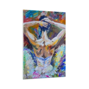 Glasbild - Bild auf glas - Eine Ballerina in dynamischen Farben und malerischem Ausdruck - 70x100cm - Es kann alles sein - Moderne Wanddekoration für Wohnzimmer und Schlafzimmer ARTTOR