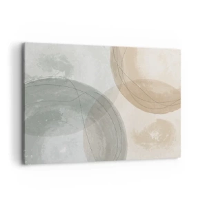 Bild auf Leinwand - Leinwandbild - Abstrakte Komposition in Pastellfarben mit Linien - 100x70cm - Welten durchdringen - Moderne Wanddekoration für Wohnzimmer und Schlafzimmer ARTTOR