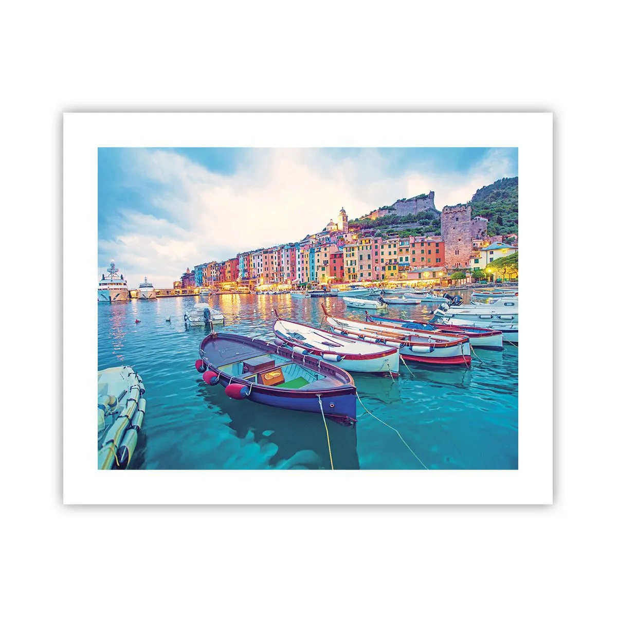 Poster - Bunter Abend im Hafen - 50x40 cm