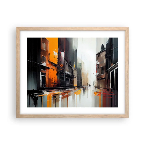 Poster in einem Rahmen aus heller Eiche - Regnerischer Tag - 50x40 cm