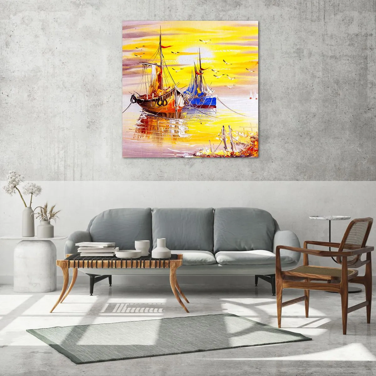 Glasbild - Bild auf glas - Eine wohlverdiente Pause im Hafen - 70x70 cm