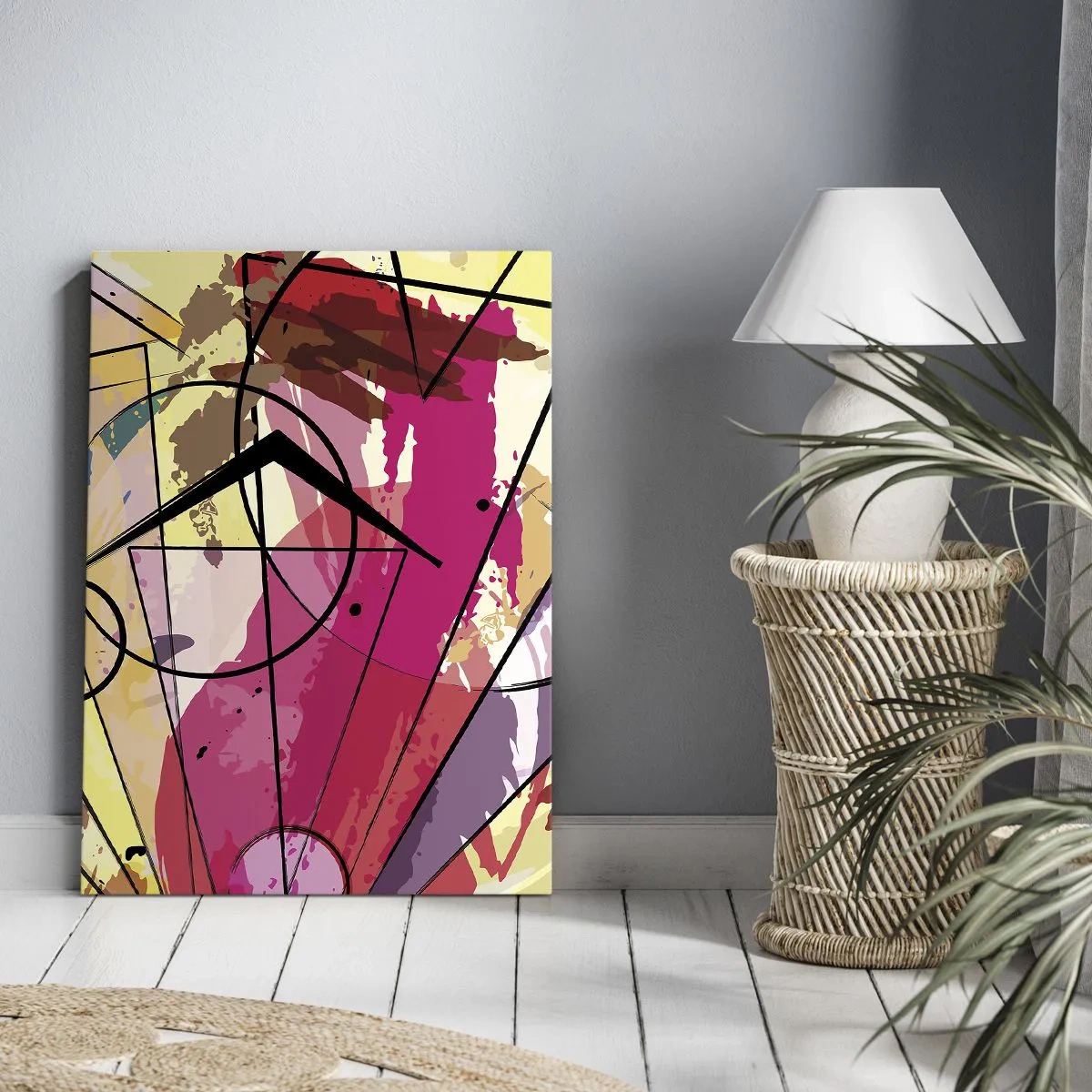 Bild auf Leinwand - Leinwandbild - Abstraktion mit Linien und geometrischen Formen - 70x100cm - Explosion - Moderne Wanddekoration für Wohnzimmer und Schlafzimmer ARTTOR