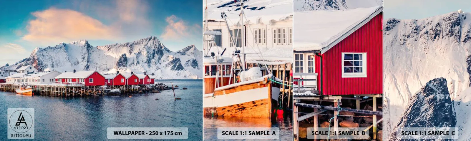 Fototapetenmuster Standard Eco - Nördlicher Rückzug - Landschaft, Norwegen, Lofoten - 100x30 cm