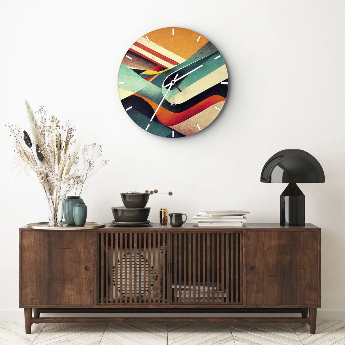 Wanduhr - Glasuhr - Intensive Komposition - 30x30 cm