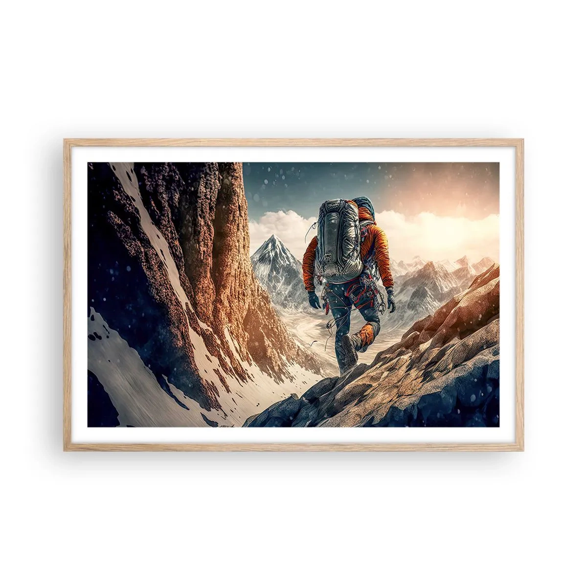 Poster in einem Rahmen aus heller Eiche - Einsamer Krieger - 91x61 cm