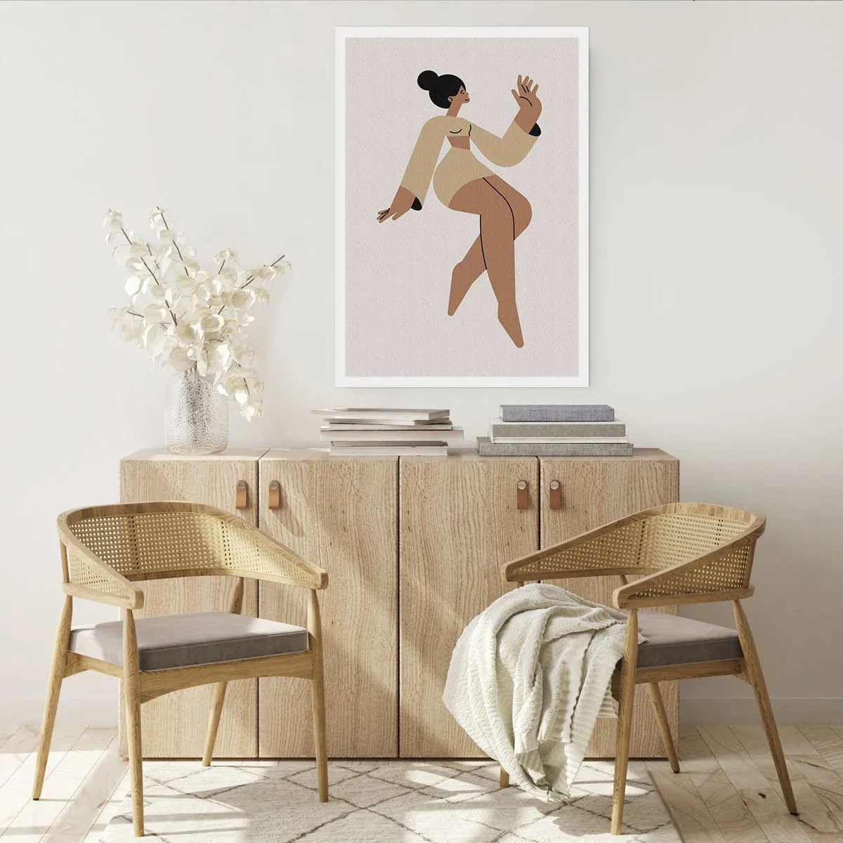 Poster - Eine minimalistische Illustration einer weiblichen Figur in Bewegung. - 50x70cm - Eine anmutige Form - Moderne Wanddekoration für Wohnzimmer und Schlafzimmer ARTTOR