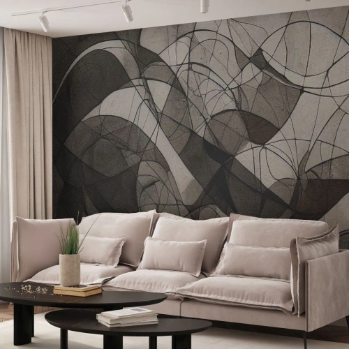 Fototapete Premium Sand - Organische Linien und Formen in Erdtönen - 100x70cm - Zirkulation von Erdfarben - Moderne Wanddekoration für Wohnzimmer und Schlafzimmer ARTTOR