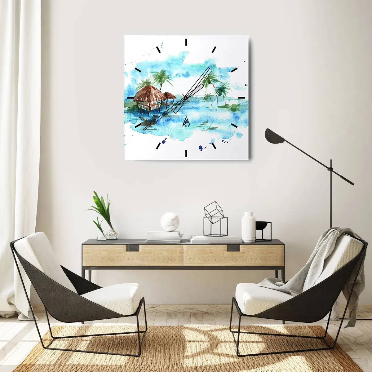 Wanduhr - Glasuhr - Irgendwo im Pazifik - 40x40 cm