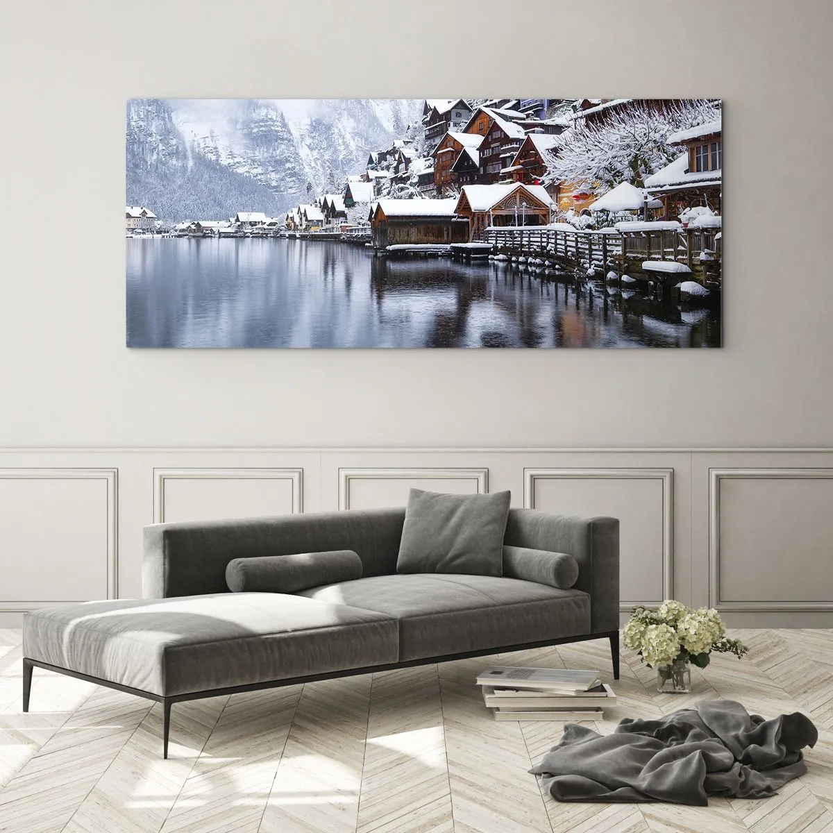 Glasbild - Bild auf glas - In winterlicher Dekoration - 100x40 cm