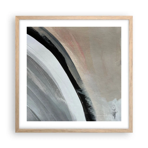 Poster in einem Rahmen aus heller Eiche - Komposition: Bogen aus Schwarz und Grau - 50x50 cm