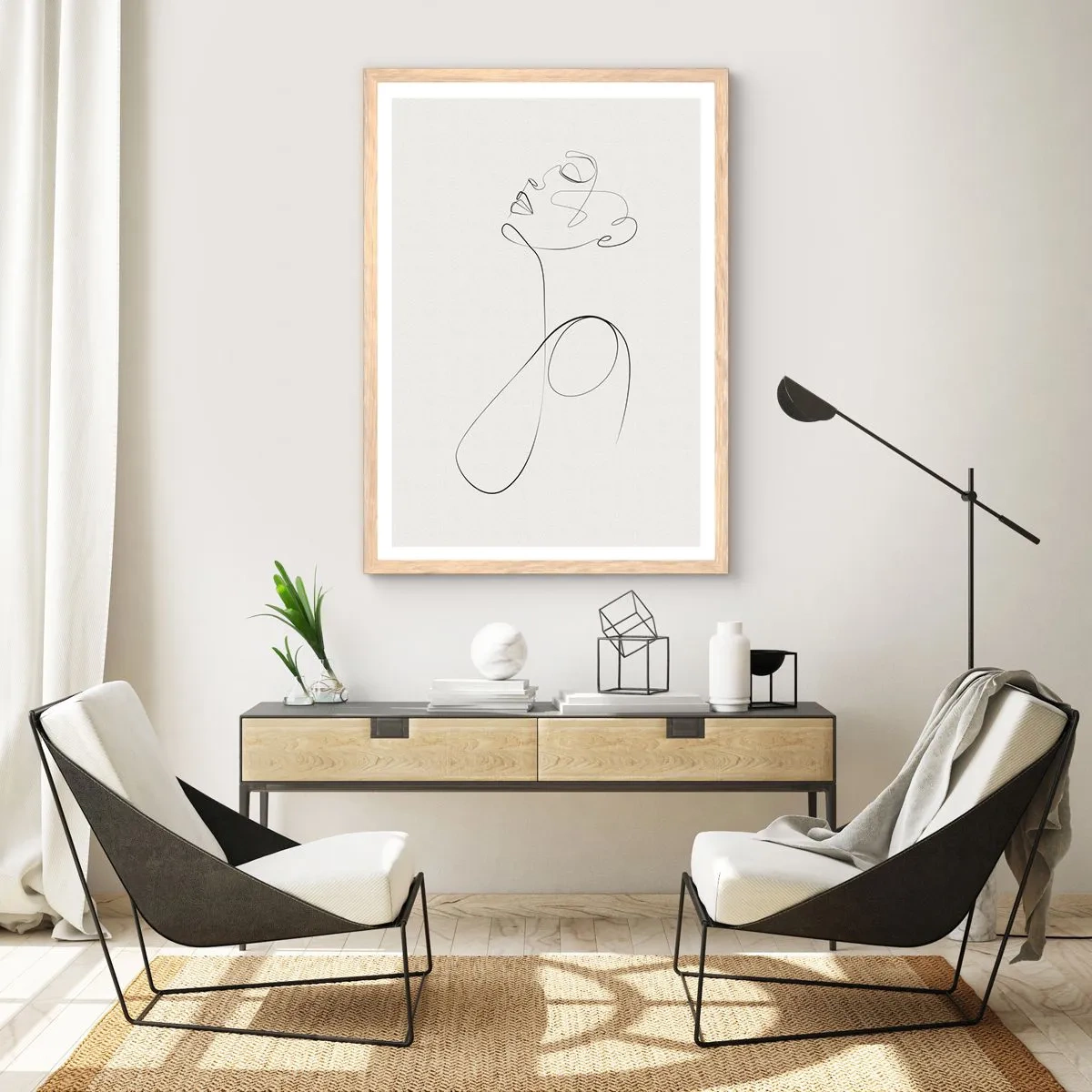 Poster in einem Rahmen aus heller Eiche - Versunken in Träumen - 61x91 cm