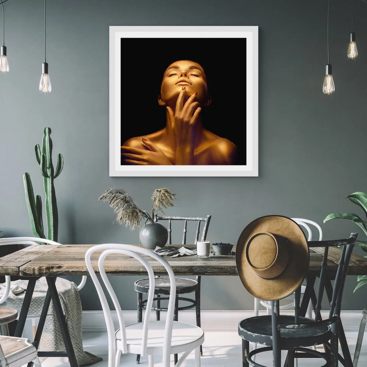 Poster in einem weißen Rahmen - Wie goldene Seide - 60x60 cm