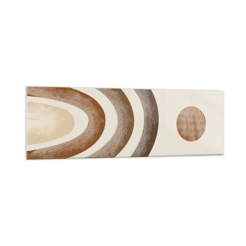 Glasbild - Bild auf glas - Geometrisches Planetenmotiv in Brauntönen - 160x50cm - In einer weit entfernten Galaxie - Moderne Wanddekoration für Wohnzimmer und Schlafzimmer ARTTOR