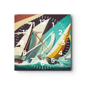 Wanduhr - Glasuhr - Viel Glück mit den Elementen - 30x30 cm