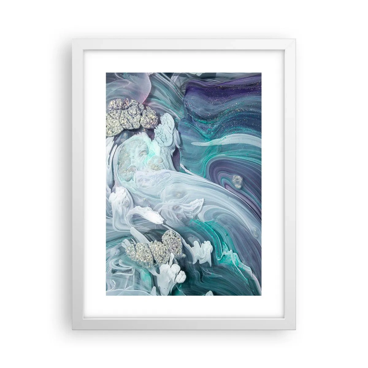 Poster in einem weißen Rahmen - Strömungen von Himmelblau - 30x40 cm