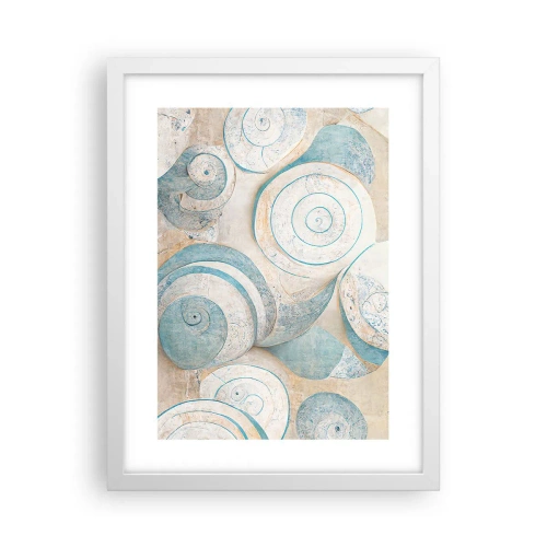 Poster in einem weißen Rahmen - Was verbirgt sich in der Muschel? - 30x40 cm