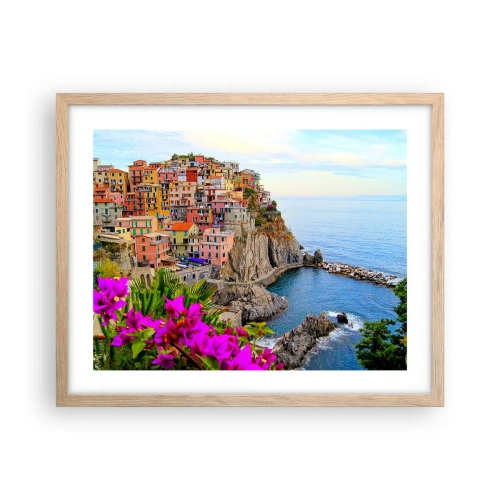 Poster in einem Rahmen aus heller Eiche - Lachende Stadt - 50x40 cm