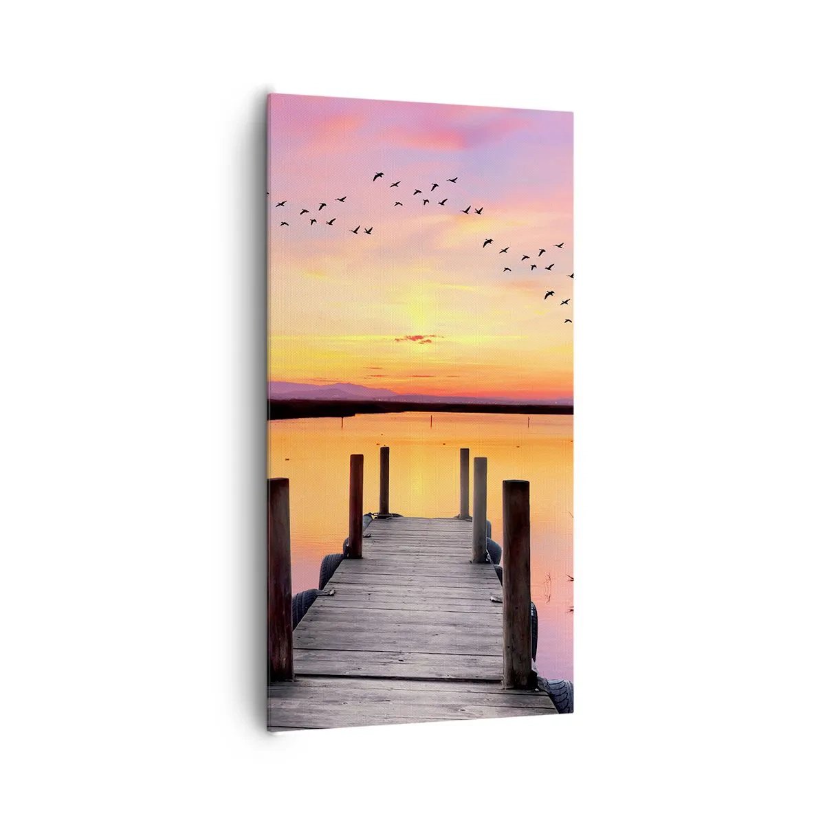 Bild auf Leinwand - Leinwandbild - Violette stille Morgendämmerung - 65x120 cm